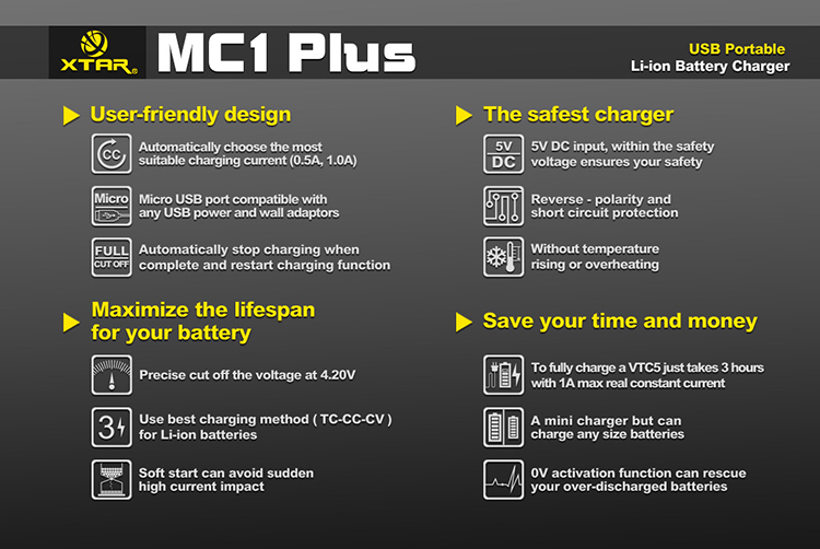 зарядка XTAR MC1 plus