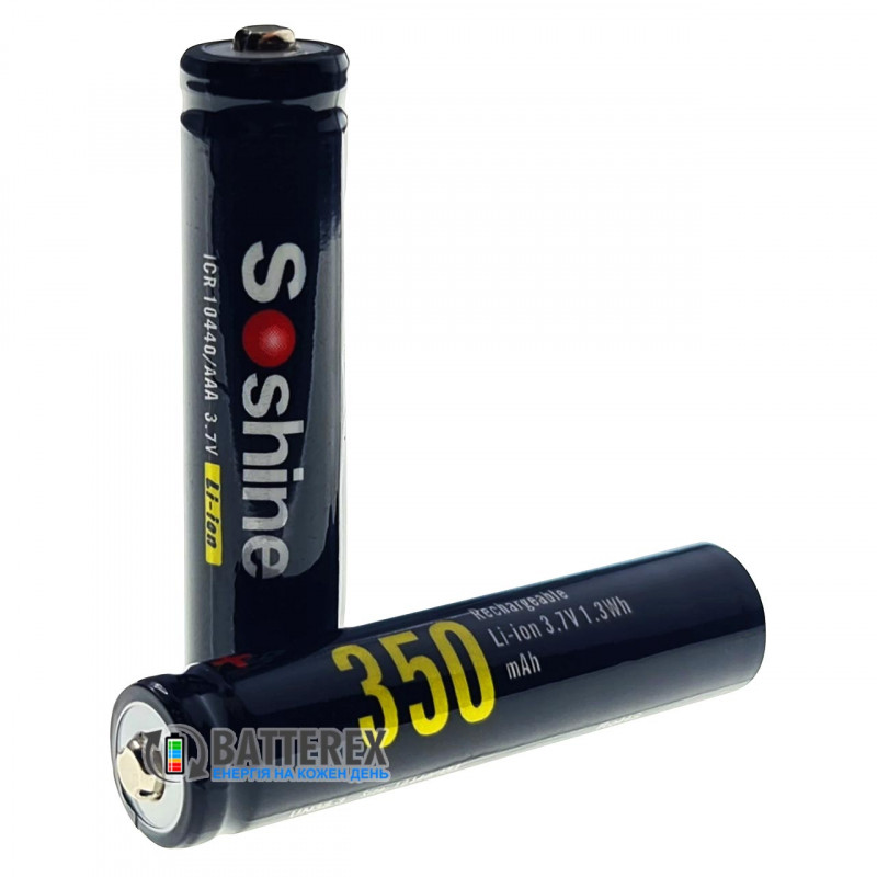 Акумулятор 10440 AAA Li-ion 3.7V Soshine ICR 350mah 2A без плати захисту