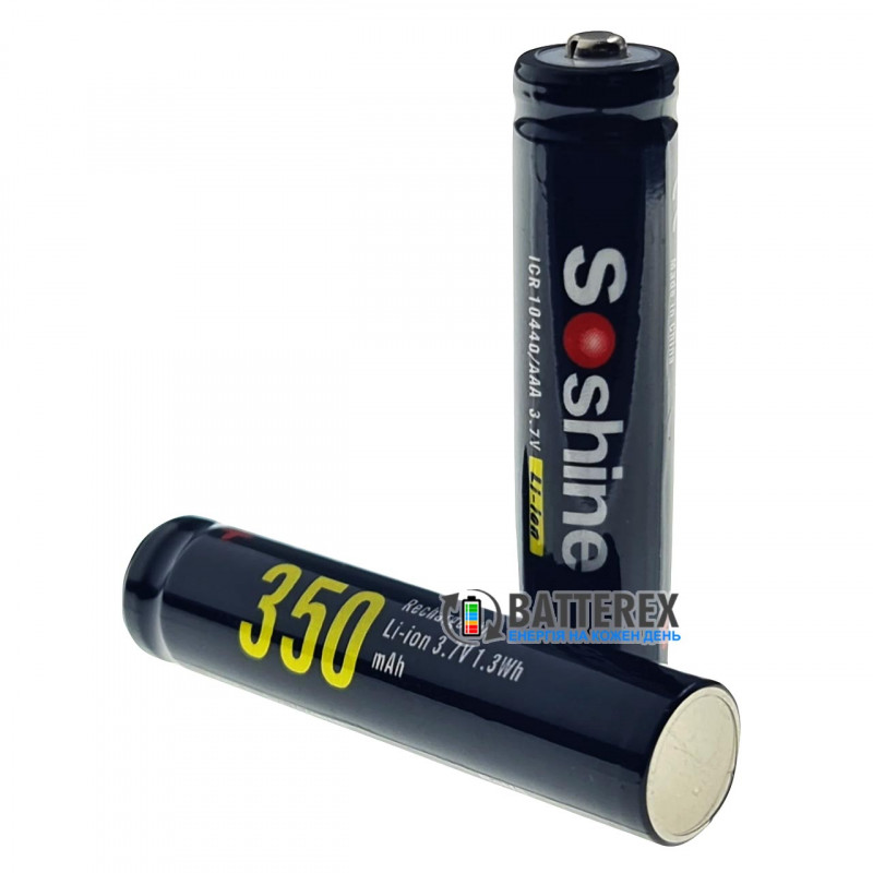 Акумулятор 10440 AAA Li-ion 3.7V Soshine ICR 350mah 2A без плати захисту