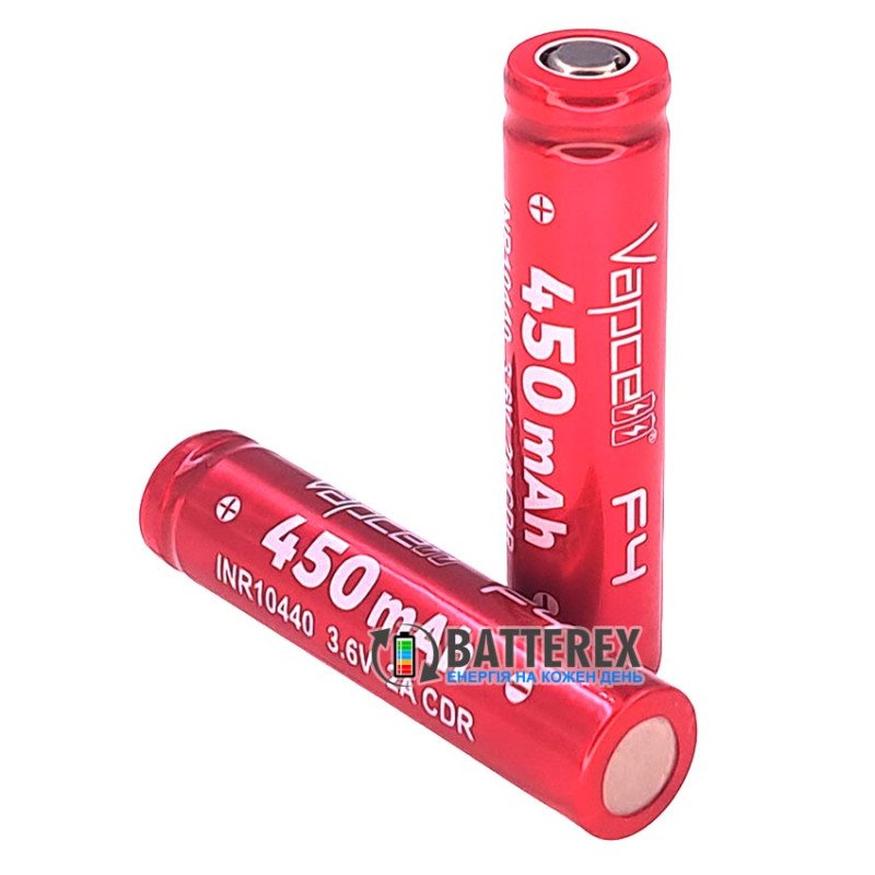 Акумулятор 10440 AAA Li-ion Vapcell INR10440 F4 450mah 3.6V 2A без захисту