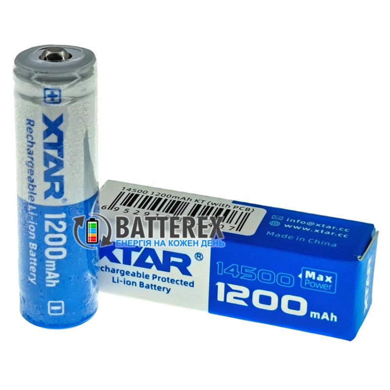 Аккумулятор Li-ion 14500 XTAR 1200mah 3.7V 2.5A Protected с платой защиты