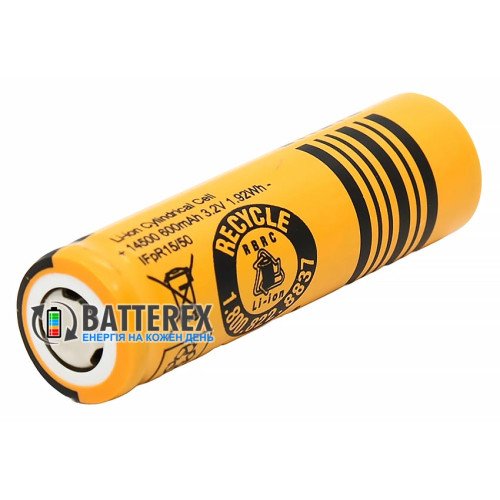 14500 LiFePO4 HighPower IFR14500 600mah 3.2V 1.5A Flat Top без защиты с плоским плюсом