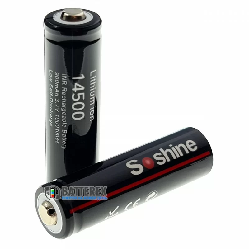 Акумулятор Li-ion 14500 Soshine 900mah 3.7V 2.7A Button Top без