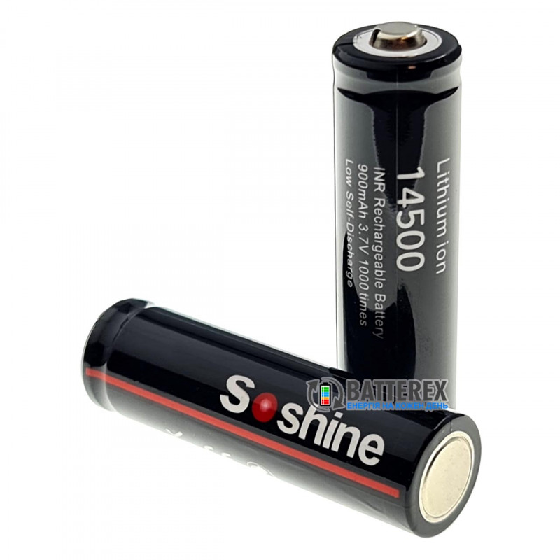 Акумулятор 14500 Soshine 900mah 3.7V 2.7A Button Top без захисту