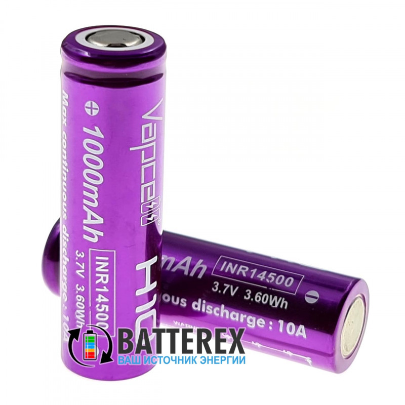 Аккумулятор Li-ion 14500 Vapcell H10 1000mah 3.7V 10A высокотоковый