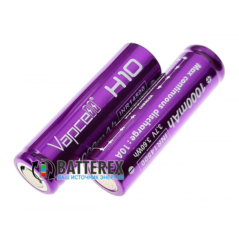 Аккумулятор Li-ion 14500 Vapcell H10 1000mah 3.7V 10A высокотоковый