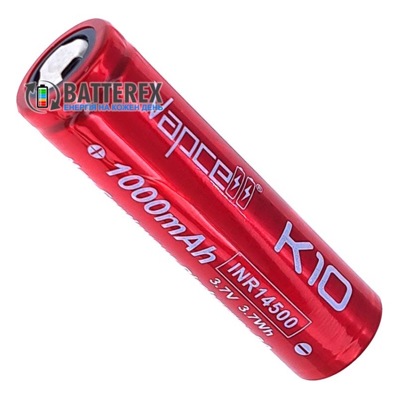 Акумулятор Li-ion 14500 Vapcell INR14500 K10 1000mah 3.7V 8A високотоковий