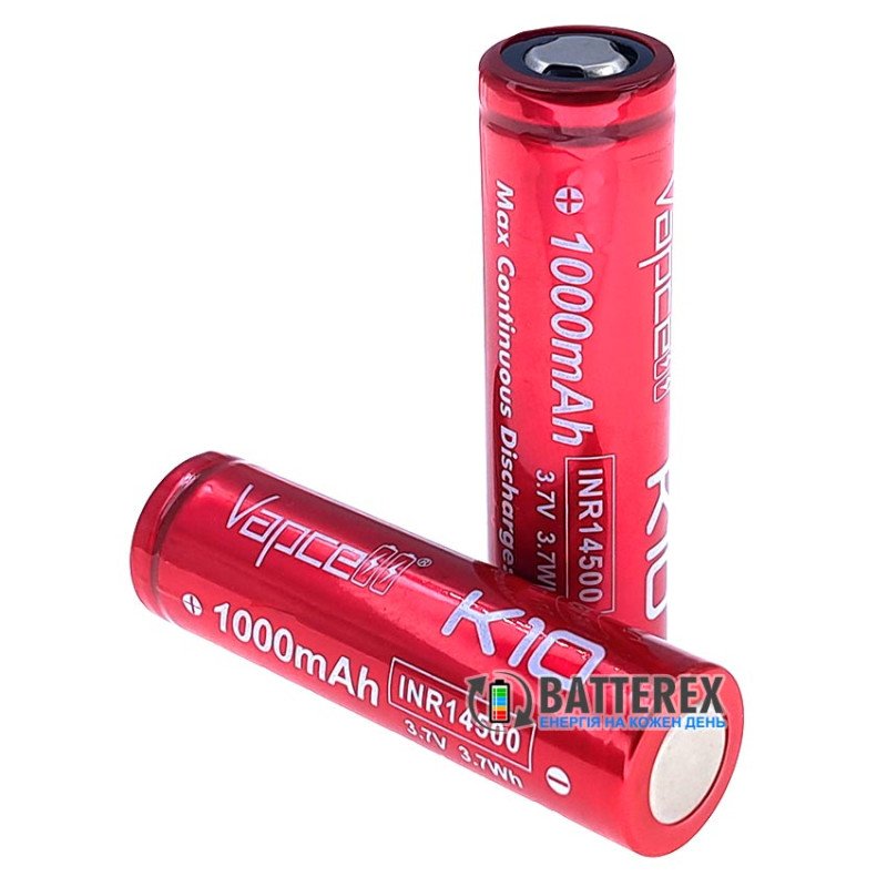 Акумулятор Li-ion 14500 Vapcell INR14500 K10 1000mah 3.7V 8A високотоковий