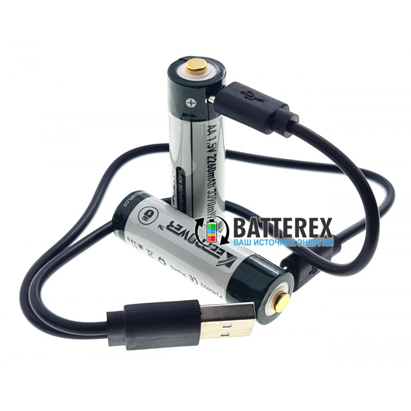 Літієвий АА акумулятор Li-ion 1.5V Keeppower 2260mah із зарядкою від USB