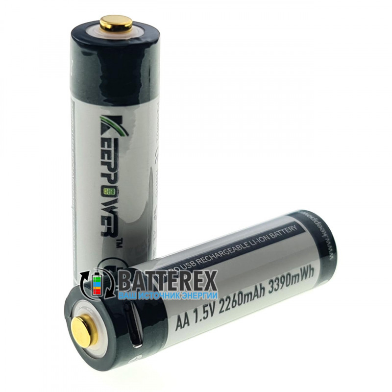 Літієвий АА акумулятор Li-ion 1.5V Keeppower 2260mah із зарядкою від USB