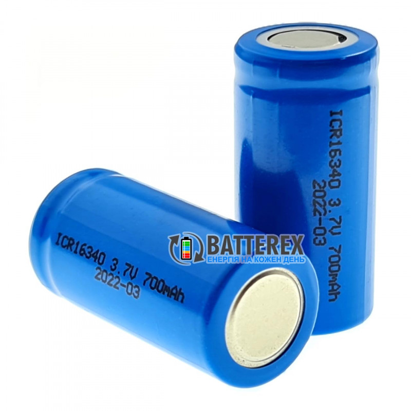 Акумулятор 16340 CR123A Li-ion Batimex 700mah 3.7V 1.4A Flat Top без захисту
