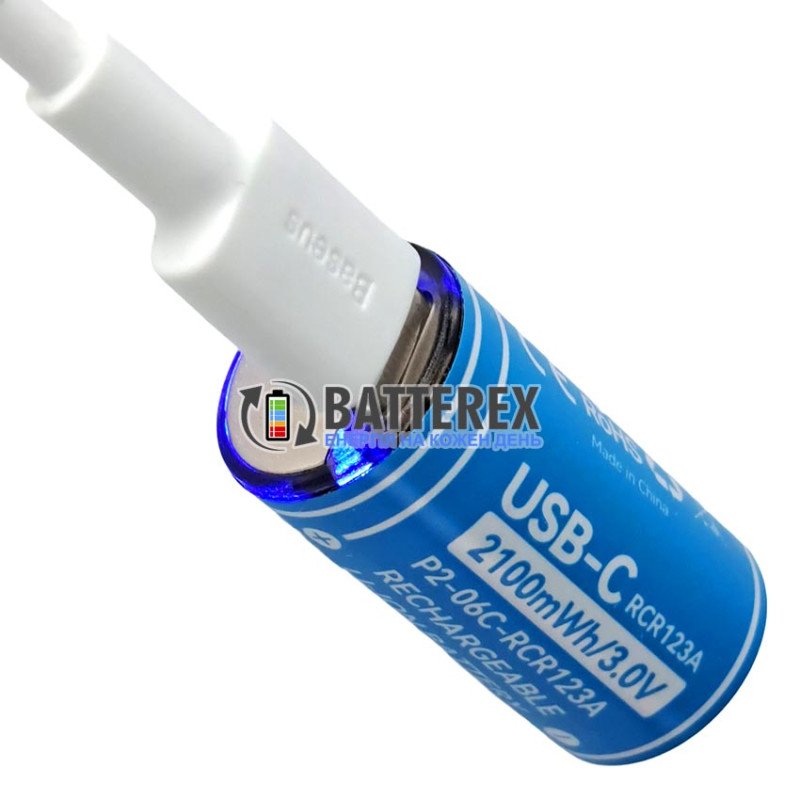 Аккумулятор 16340 CR123A Beston 2100mWh 700mAh 3.0V Protected с зарядкой от USB Type-C, напряжение 3.0 Вольта