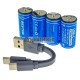Аккумуляторы 16340 CR123A Beston 2100mWh 700mAh 3.0V Protected USB Type-C - упаковка 4 шт. в пластиковом боксе с двойным кабелем для зарядки
