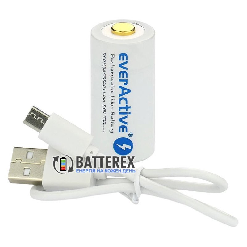 Аккумулятор 16340 CR123A Everactive EV16340-6530M 650mah 3.0V Protected micro-USB