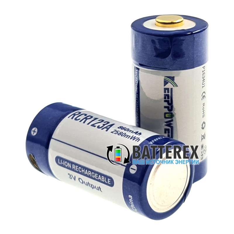 Аккумулятор 16340 CR123A с зарядкой от USB Keeppower 860mah 3,0V Protected с защитой 