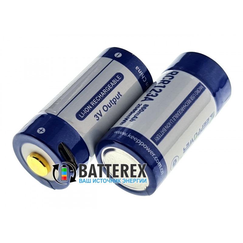 Аккумулятор 16340 CR123A с зарядкой от USB Keeppower 860mah 3,0V Protected с защитой 