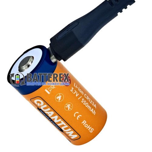 16340 CR123A Quantum 550mah 3.7V Protected USB Type-C, встроенная зарядка от USB Type-C, стандартная длина 34 мм, зарядный кабель в комплекте
