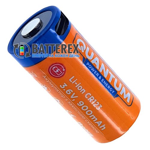 16340 CR123A Quantum 900mah 3.6V Protected USB Type-C, вбудована зарядка від USB Type-C, поштучно від 1 шт.