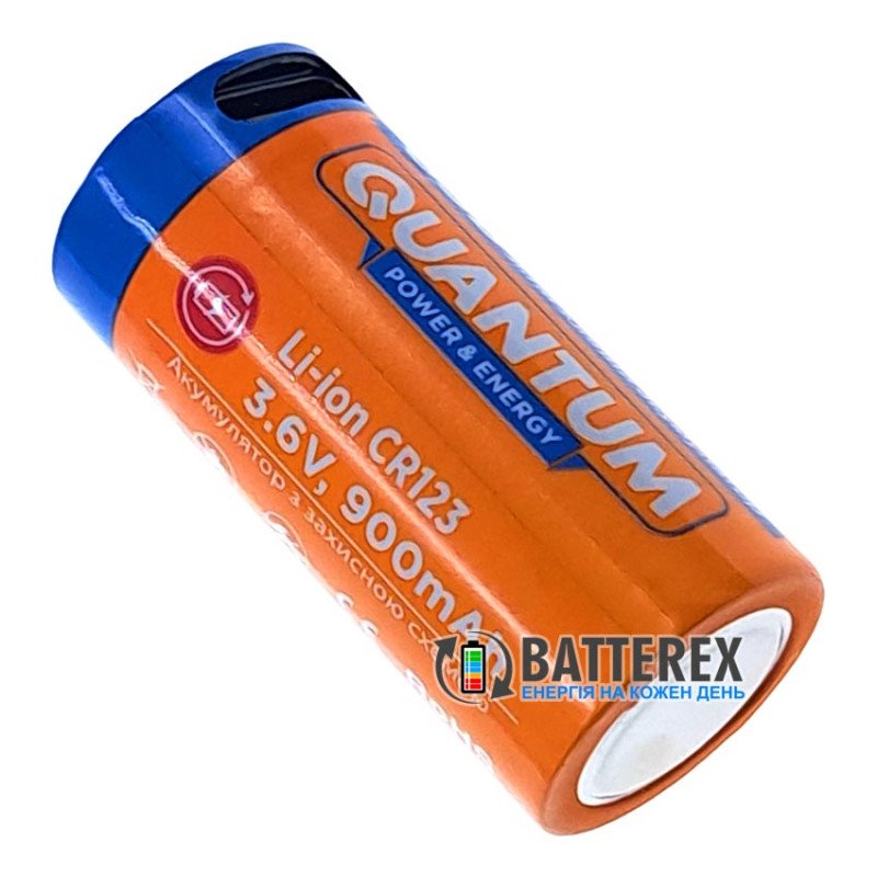 Акумулятор 16340 CR123A Quantum 900mah 3.6V Protected із зарядкою від USB Type-C, поштучно від 1 шт.