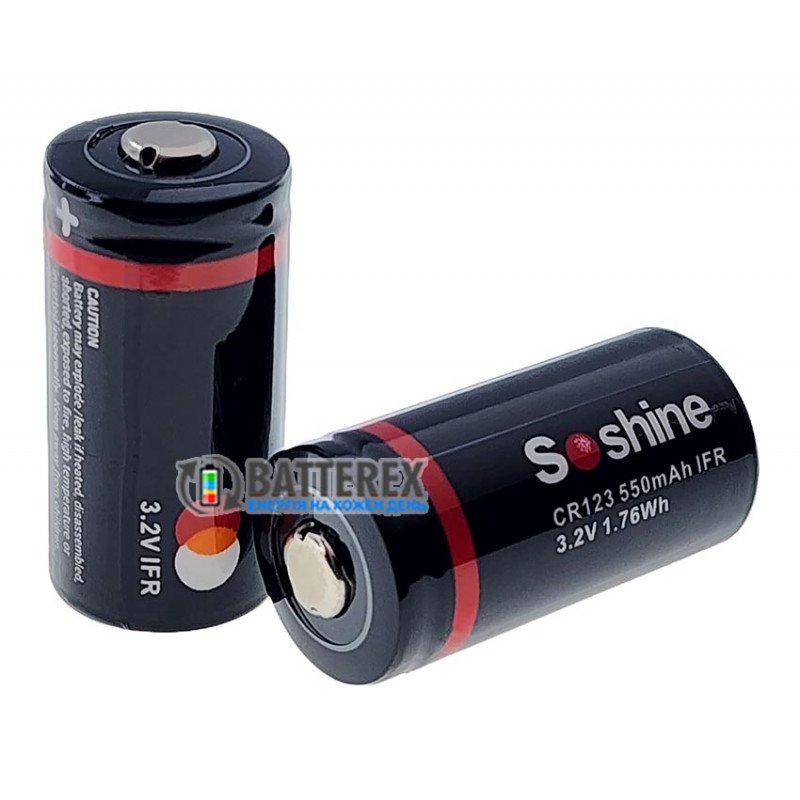 Аккумулятор 16340 CR123A Soshine 550mah 3.2V LiFePO4 без защиты