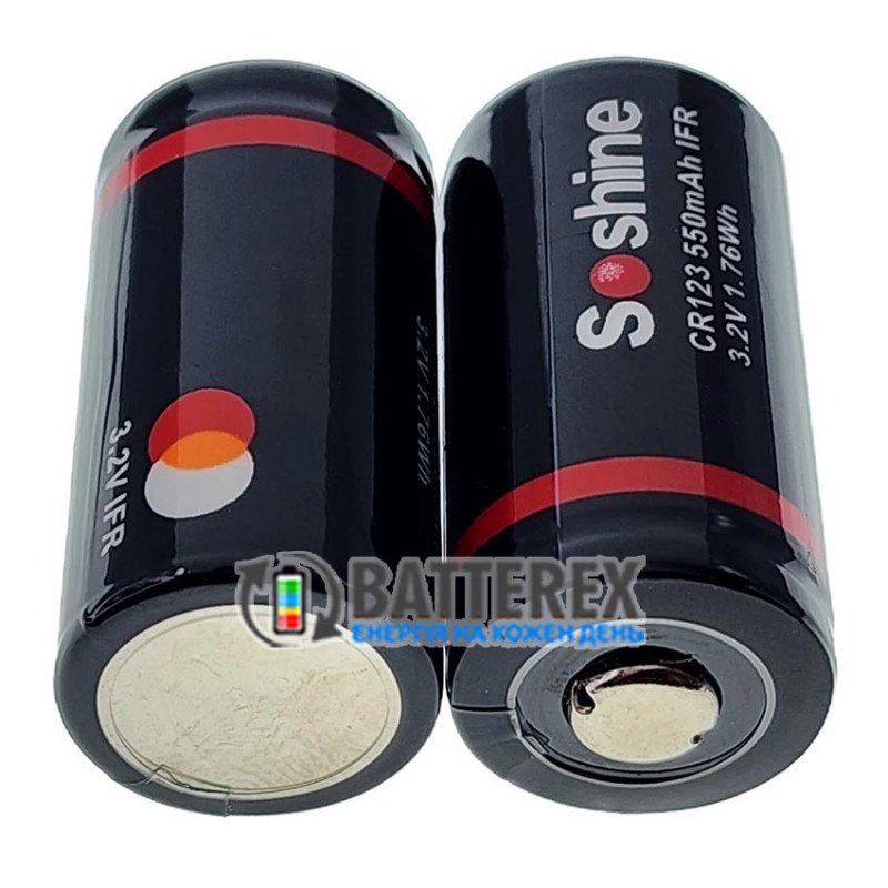 Аккумулятор 16340 CR123A Soshine 550mah 3.2V LiFePO4 без защиты