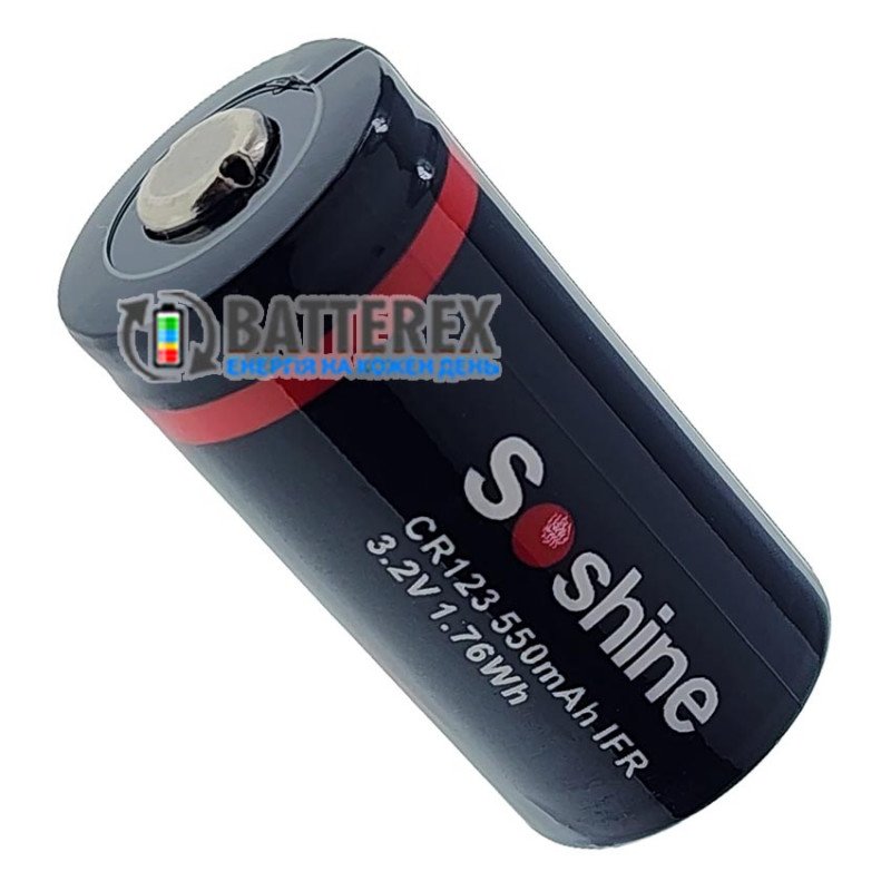 Аккумулятор 16340 CR123A Soshine 550mah 3.2V LiFePO4 без защиты