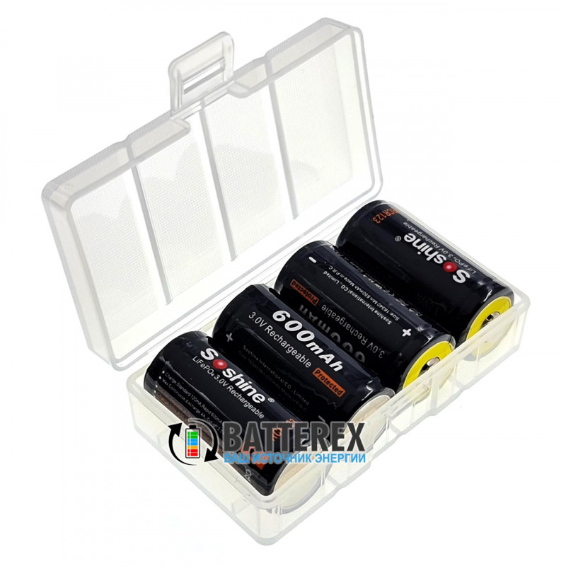 Аккумулятор 16340 CR123A RCR123 Soshine 600mah 3.0V LiFePO4 Protected
