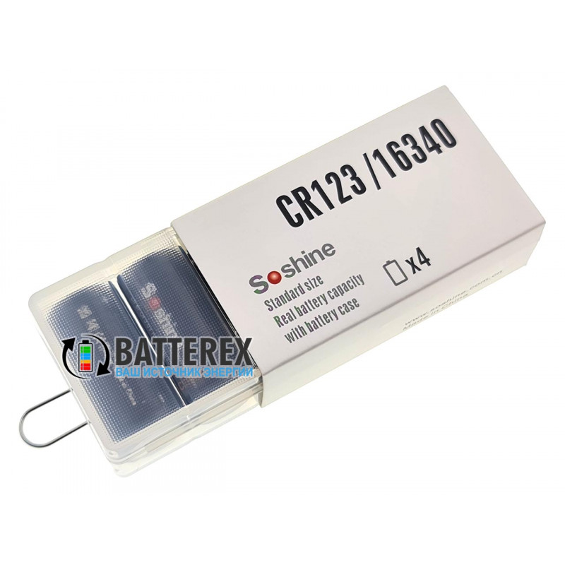 Аккумулятор 16340 CR123A RCR123 Soshine 600mah 3.0V LiFePO4 Protected