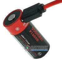 16340 CR123A Vapcell P1609B 950mah 3.4Wh 3.6V 3A Protected USB Type-C, вбудована зарядка від USB Type-C