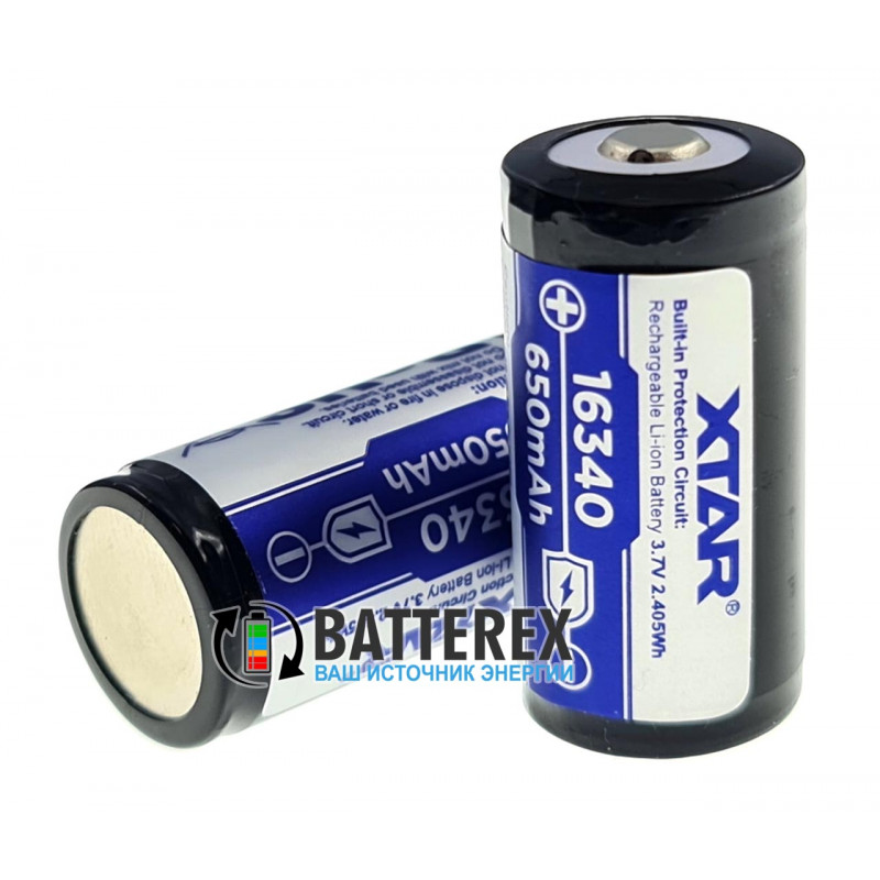 Аккумулятор 16340 CR123A XTAR 650mah 3,7V с защитой