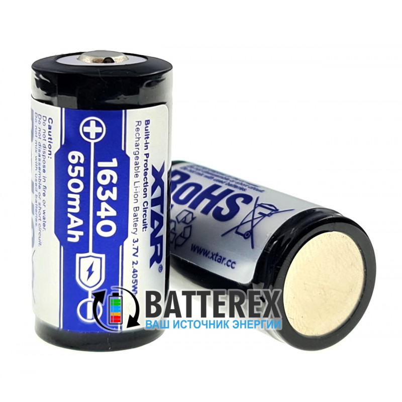 Аккумулятор 16340 CR123A XTAR 650mah 3,7V с защитой