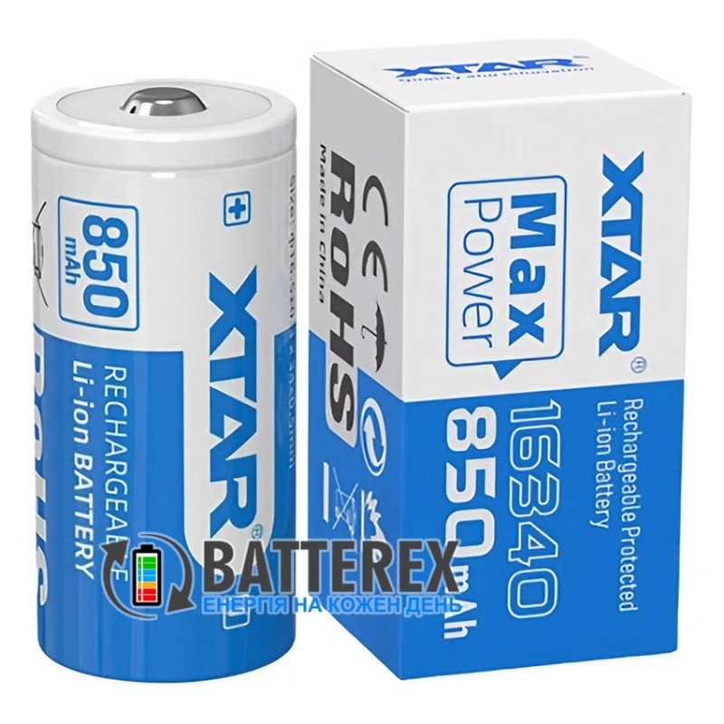 Акумулятор 16340 CR123A XTAR 850mah 3.7V із захистом