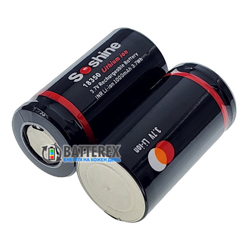 Аккумулятор 18350 Soshine 1000mah 3.7V 8A/12A високотоковый без защиты