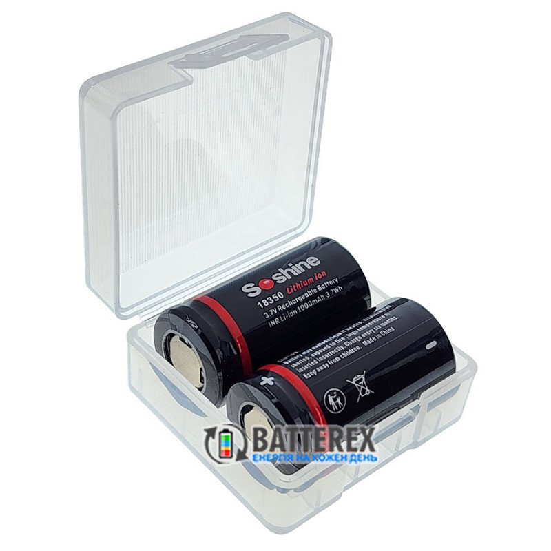 Аккумулятор 18350 Soshine 1000mah 3.7V 8A/12A високотоковый без защиты