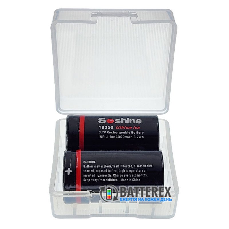 Аккумулятор 18350 Soshine 1000mah 3.7V 8A/12A високотоковый без защиты