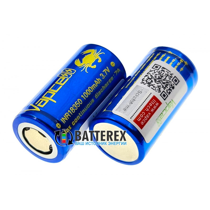 18350 Vapcell INR 1000mah 3,6V 7A высокотоковый без защиты