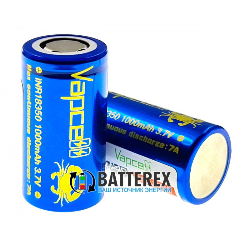 18350 Vapcell INR 1000mah 3,6V 7A высокотоковый без защиты