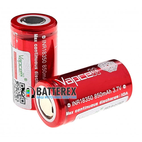 18350 Vapcell INR 850mah 3.6V 10A высокотоковый