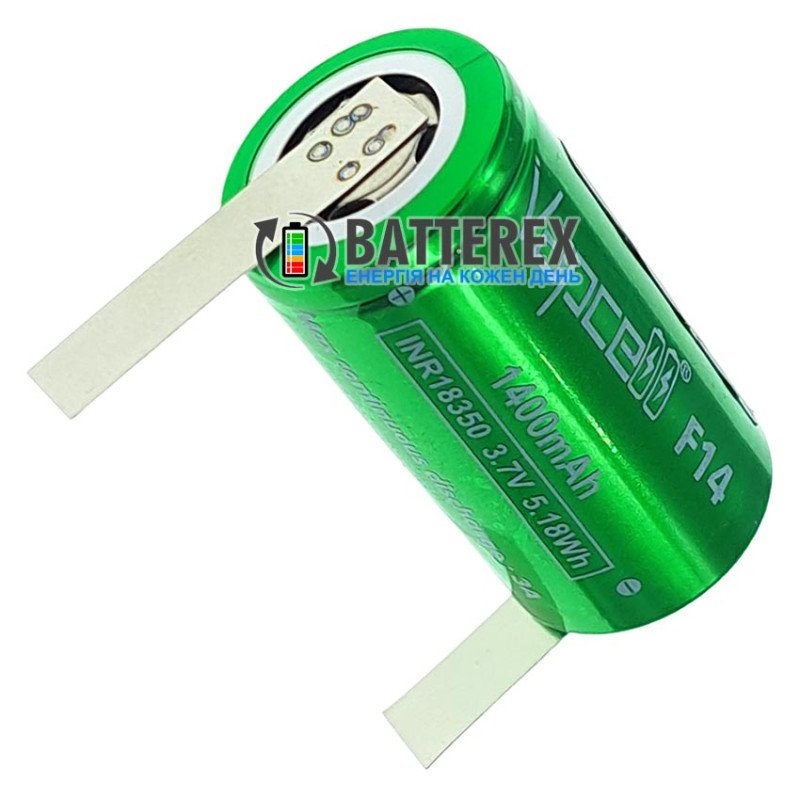 Акумулятор 18350 високої ємності Vapcell F14 INR 1400mah 3.6V 3A із виводами під пайку
