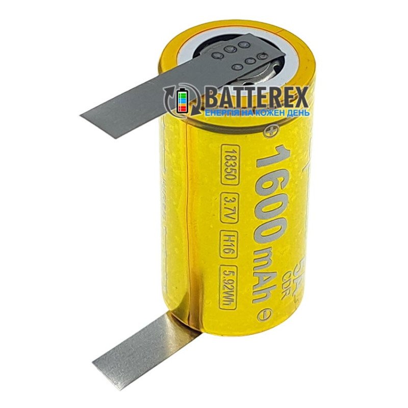 Акумулятор 18350 Li-ion максимальної ємності Vapcell H16 INR 1600mah 3.6V 5A із виводами під пайку