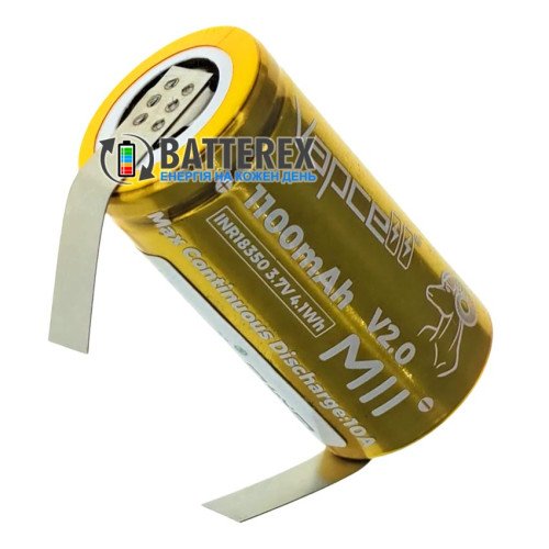 18350 Vapcell INR M11 V2.0 1100mah 3.6V 10A высокотоковый под пайку