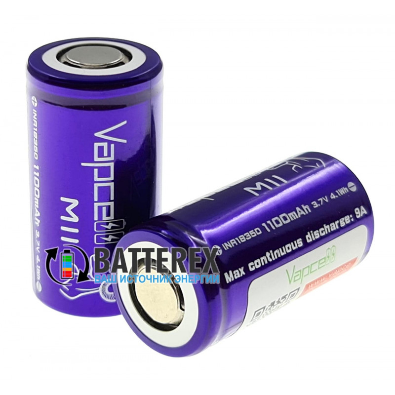 18350 Vapcell M11 INR 1100mah 3.6V 9A высокотоковый без защиты