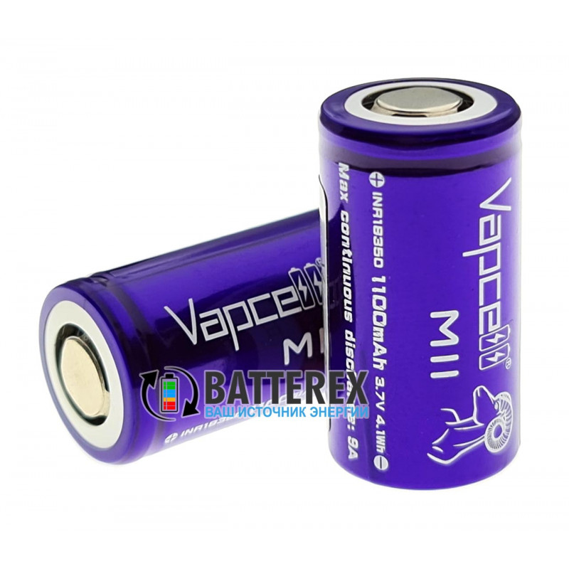 18350 Vapcell M11 INR 1100mah 3.6V 9A высокотоковый без защиты