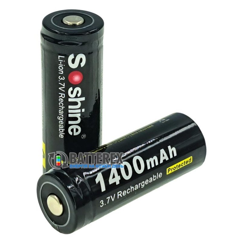 Аккумулятор Li-ion 18500 Soshine 1400mah 3.7V Protected с защитой