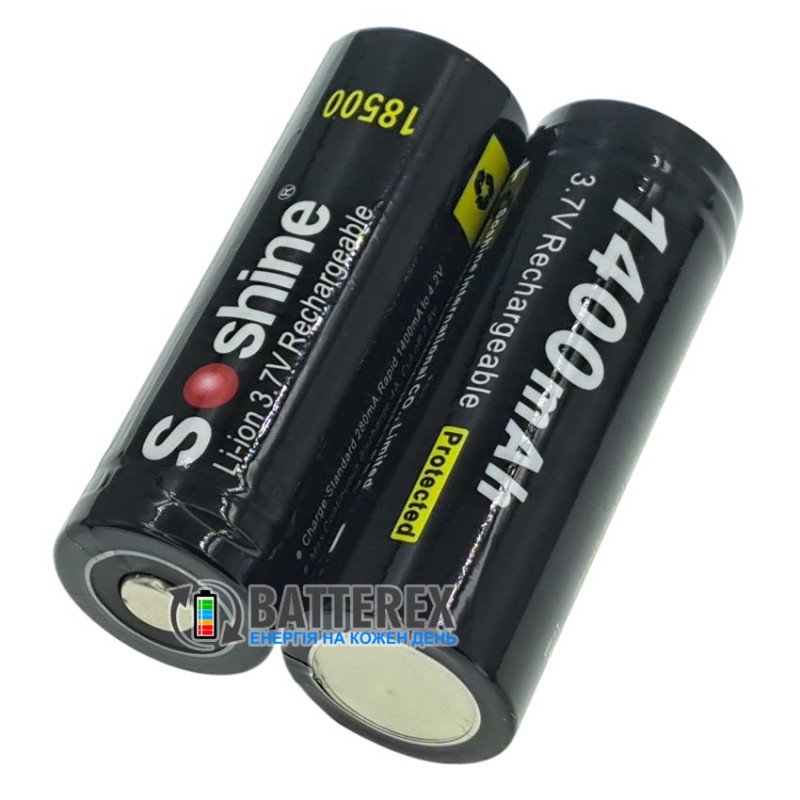 Аккумулятор Li-ion 18500 Soshine 1400mah 3.7V Protected с защитой