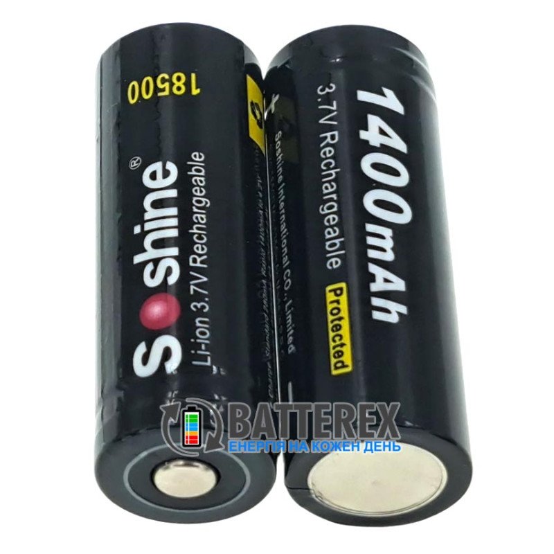 Аккумулятор Li-ion 18500 Soshine 1400mah 3.7V Protected с защитой