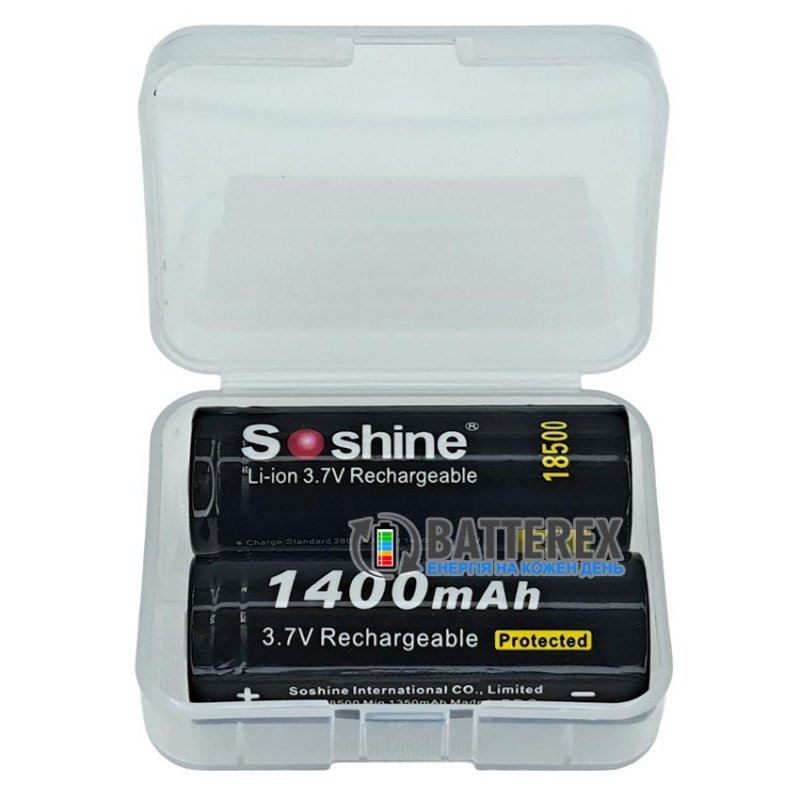 Аккумулятор Li-ion 18500 Soshine 1400mah 3.7V Protected с защитой