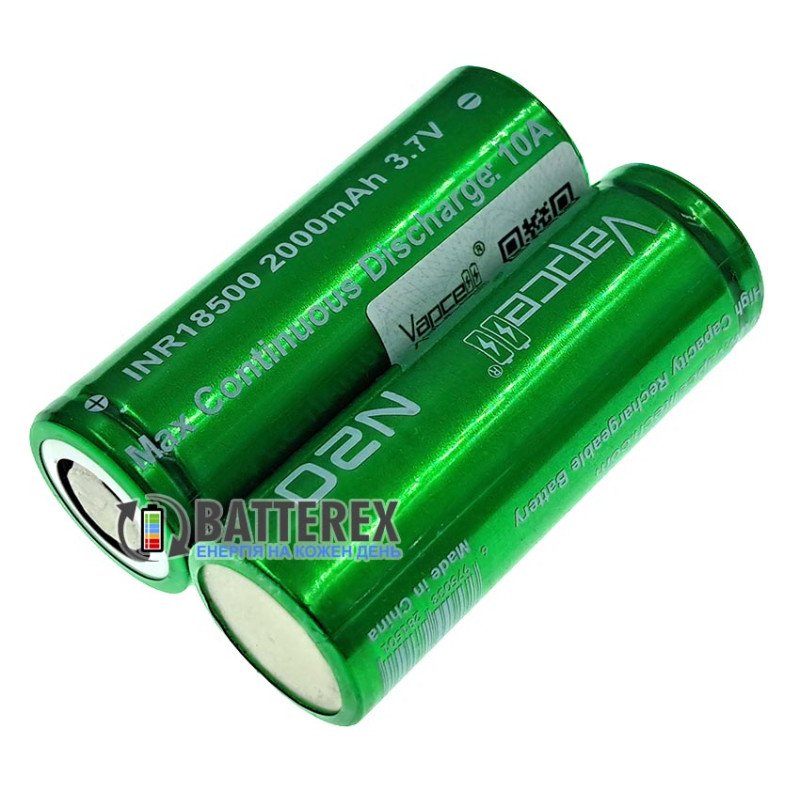 Акумулятор 18500 Li-ion Vapcell INR N20 2000mah 3.7V 10A високотоковий, без захисту