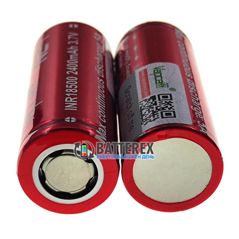 Аккумулятор Li-ion 18500 Vapcell INR N24 2400mah 3.7V 5A без защиты