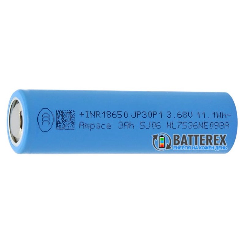 Высокотоковый аккумулятор 18650 Ampace INR18650-JP30P1 3000mAh 3.7V постоянный ток до 36A/56A